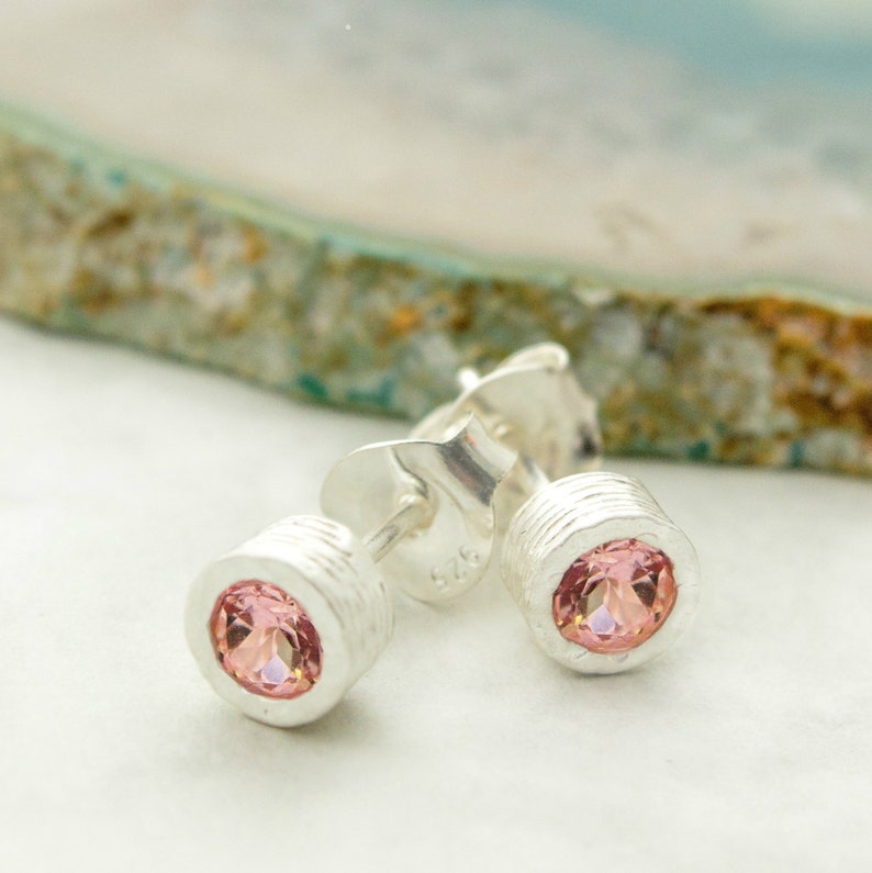 Pink Tourmaline Jewelry Set Sterling Silver Stud Earrings Anniversary Gifts Bridal Jewelry Set for Bride Jewellery Sets Silver Pink Studs