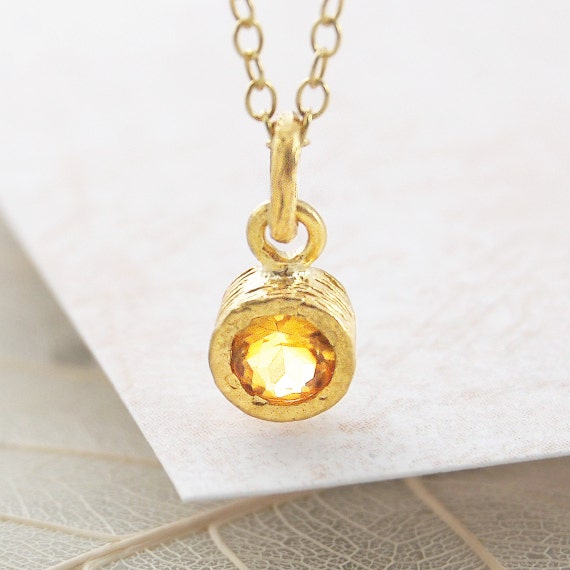 Gold Citrine Necklace Gold Yellow 