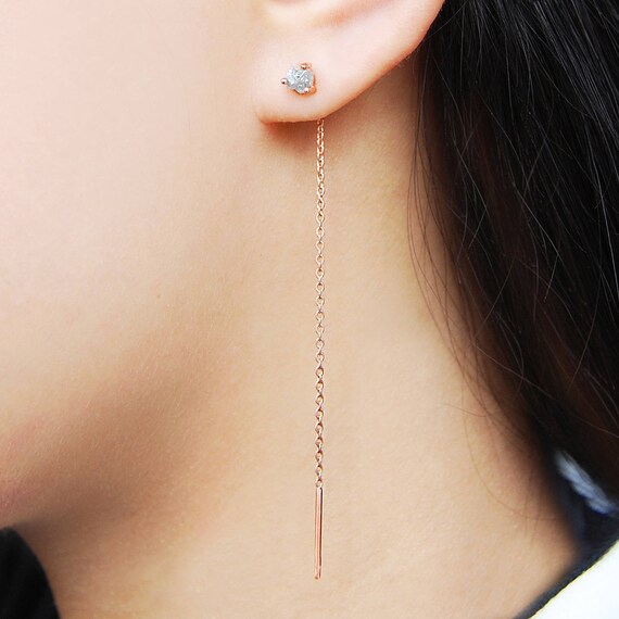 Threader Earrings Chain Earrings Rose Gold Earring Rose Gold 