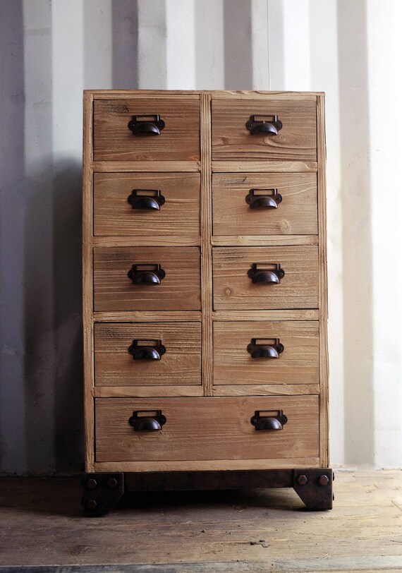 Apothecary Cabinet Small Chest Drawers Vintage Style Etsy