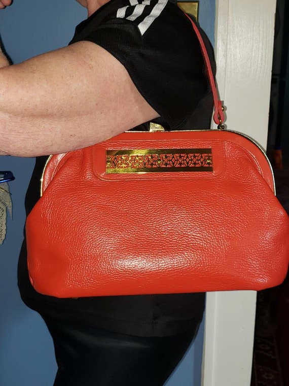 Vintage Roger Van S. Red doctor style bag leather