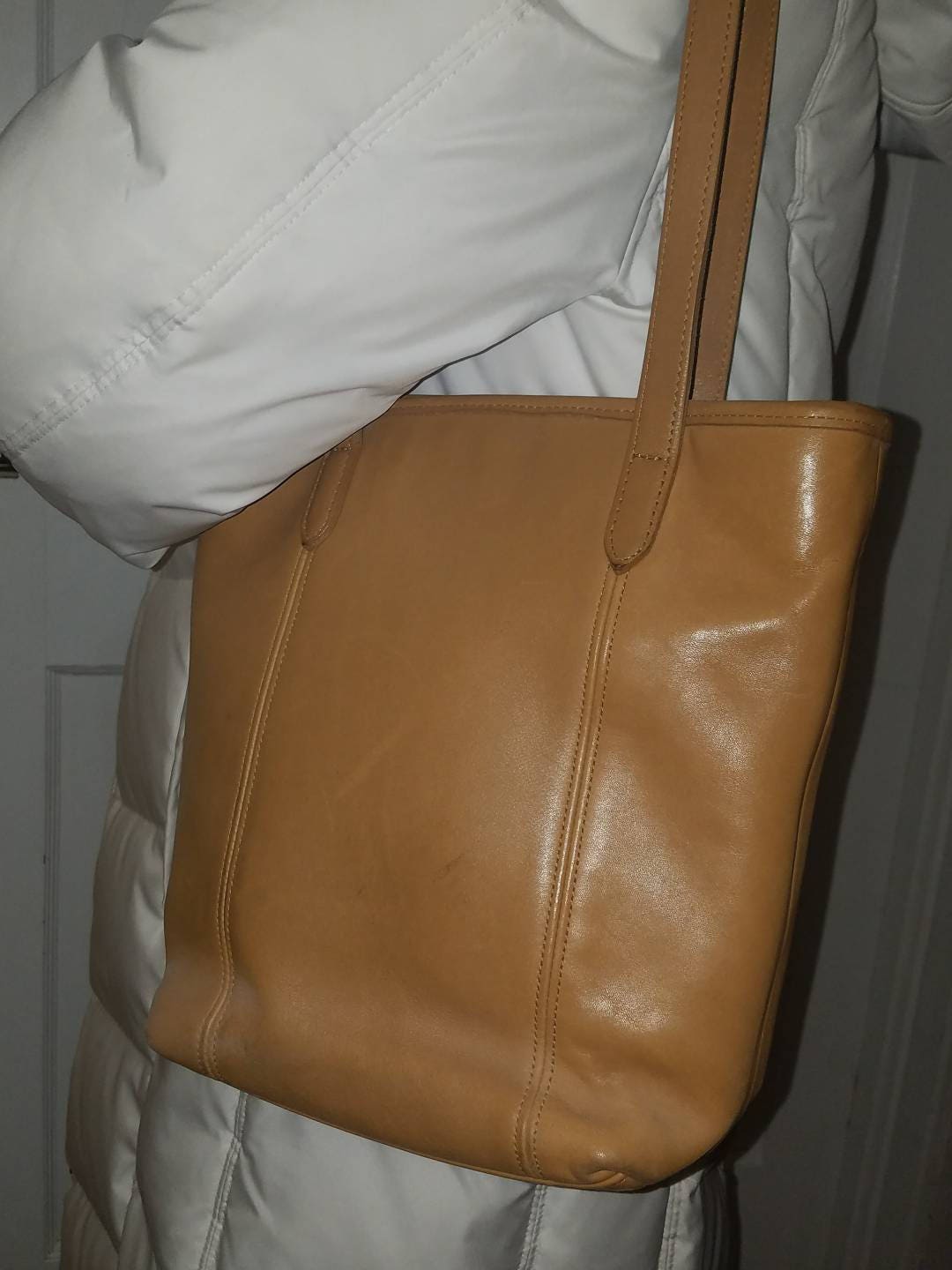 Vintage Coach 9077 tote bag camel tan leather | Etsy