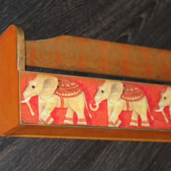 organizer holder for spice herbs orange red oriental indian kitchen  elephant vintage minimalist decoupage home decor  storage gift