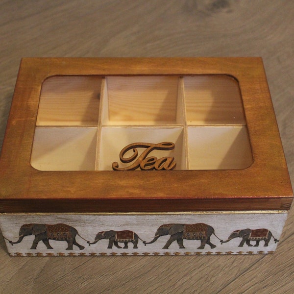 Wooden Tea Box Etsy