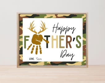 Father's Day Handprint Art, Hunting Dad Gift from Kid, Father's Day Hunting Craft, Father's Day Deer Hunting Gift, Dad Gift from Toddler