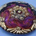 Czech Glass Button 41mm - hand painted - fuchsia, vitrail (B41082)