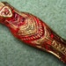 Large Czech Glass Button - hand painted red Pharaoh - Egyptian sarcophagus (S134)