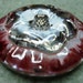 Czech Glass Button 36mm - hand painted blossom - burgundy, pink, white, silver (B36070)
