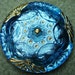 Czech Glass Button 41mm - hand painted - sky blue with gold (B41064)