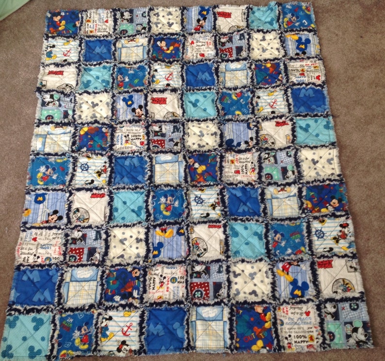 Mickey Mouse Crib Size Rag Quilt
