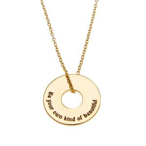 Be Beautiful Disc Necklace | Inspirational Jewelry, Confidence, Mantra Necklace, Beauty