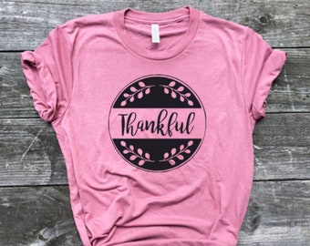 DANKBAR - Thanksgiving-T-Shirt - Herbst-T-Shirt - Damen-Thanksgiving-T-Shirt dankbar, dass gesegnet, dankbar