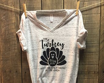 Turchia in forno, annuncio di gravidanza, camicia funny thanksgiving, camicia di ringraziamento, personalizzato camicia Premaman, camicia di ringraziamento personalizzata