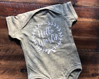 HELLO WORLD | modern whimsical onesie