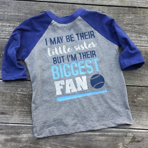 BASEBALL SISTER custom personalized biggest fan raglan little sister softball sport mom dad
