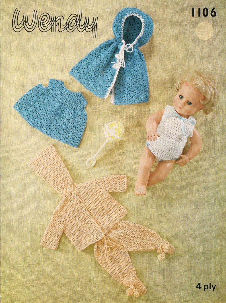 14 Inch Baby Dolls Clothes Crochet Pattern.vintage Copy. PDF Instant