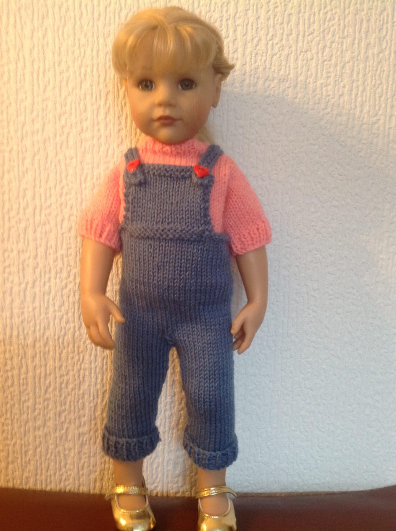 Dolls Clothes Knitting Pattern. 18 Doll. Dungarees and Etsy UK