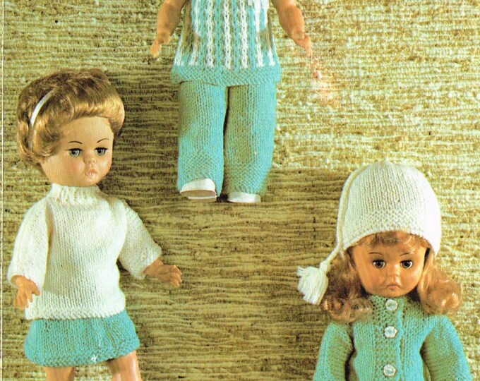 Dolls Clothes Knitting Pattern. 14 Inch Doll. Vintage Copy. Etsy
