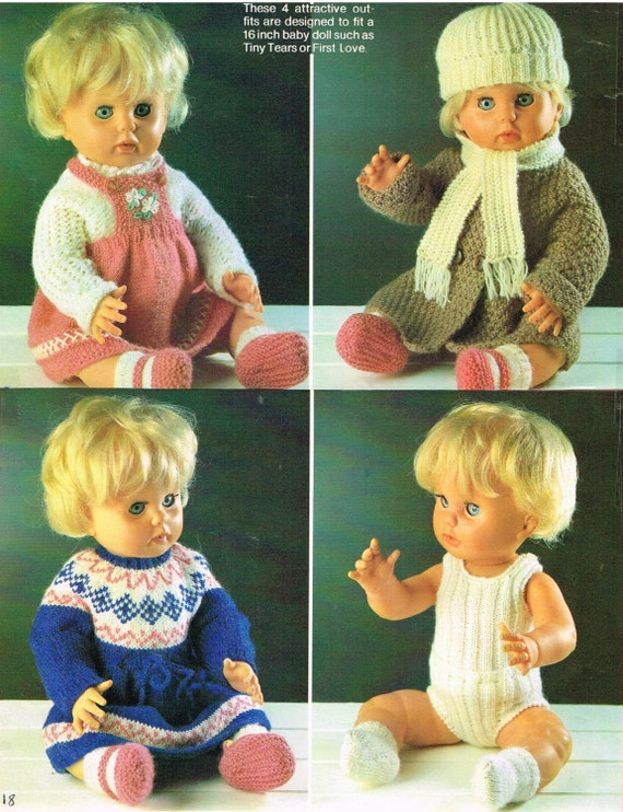Dolls Clothes Knitting Pattern 16 Doll Baby Born And Anabelle Vintage Copy Pdf Instant Download