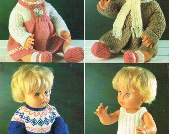 Dolls clothes knitting pattern for 16" doll.  PDF Instant download.