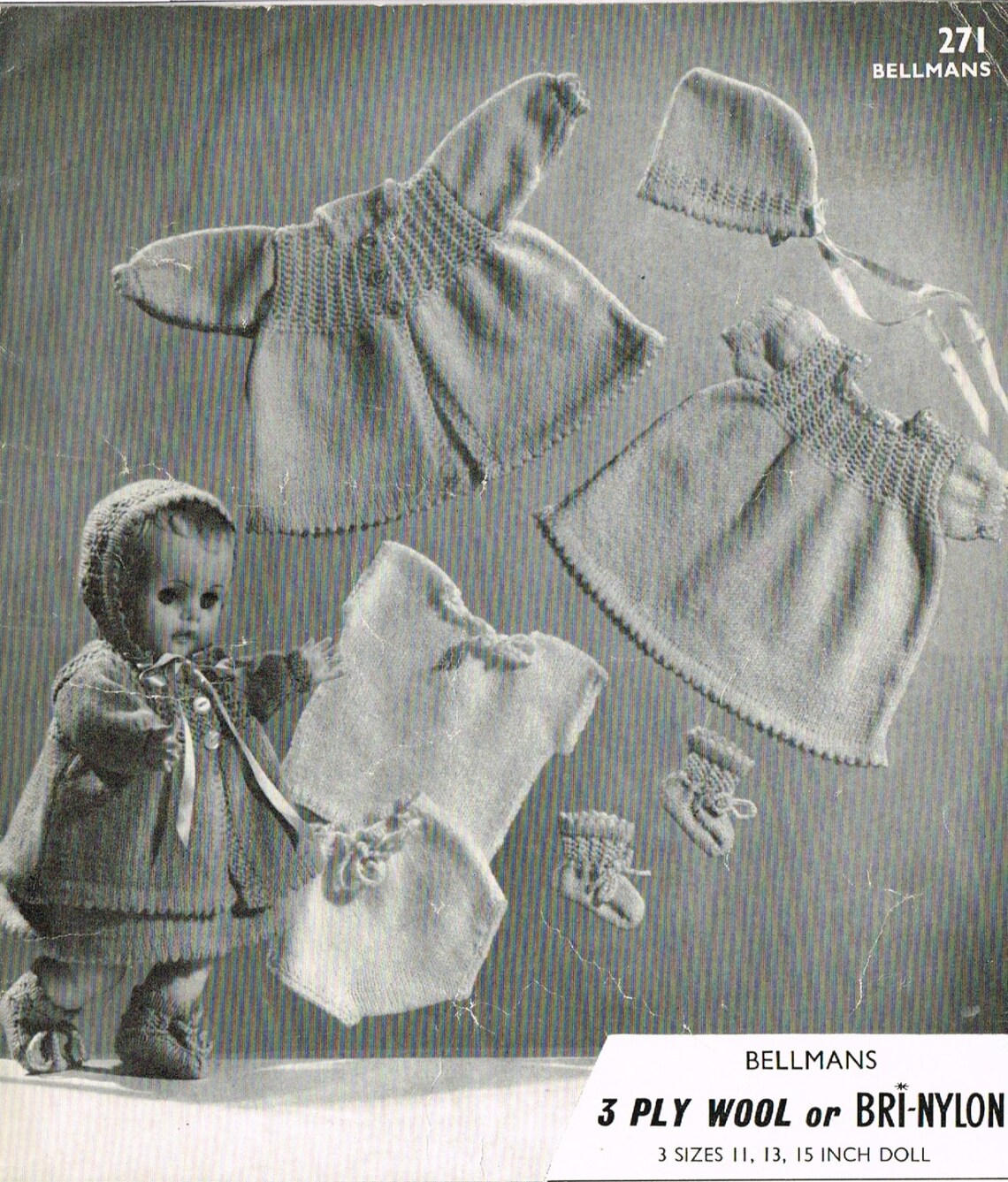 Dolls Clothes Knitting Pattern for 11 13 & 15 Baby Doll. PDF Instant
