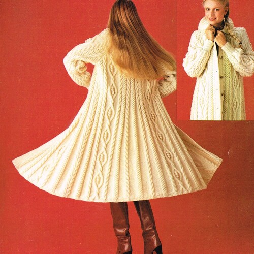 Ladies Aran Cable Coat Knitting Pattern. PDF Instant Download Etsy