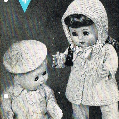 Dolls Clothes Knitting Pattern for 10 Inch Doll. Vintage Copy. Etsy