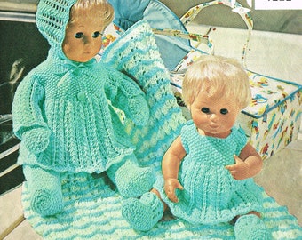 Dolls clothes knitting pattern for 12" &16" doll. PDF Instant download