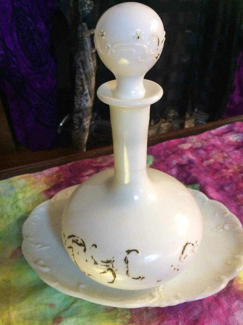 Antique Milk Glass Milk Glass Dresser Set Bedside Set Milk Etsy