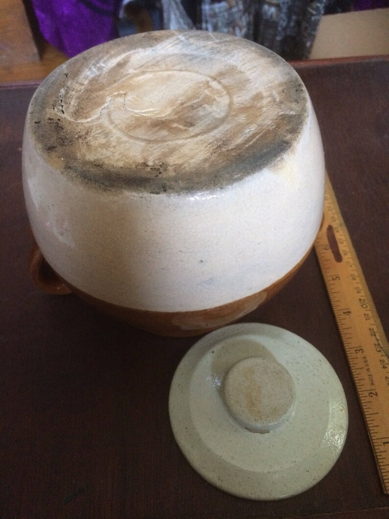 Vintage Stoneware Lidded Stoneware Pot Treat Jar Antique Stoneware Appalachia Pottery Jar Cookie Jar