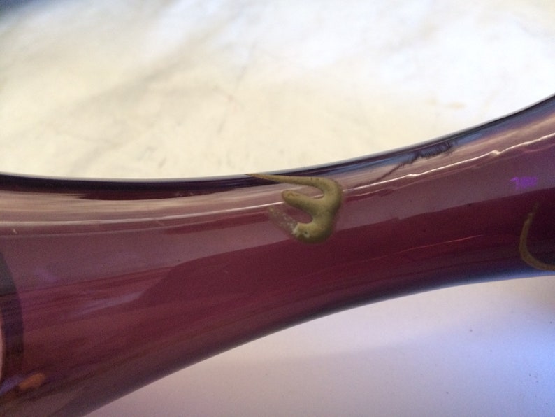 Purple Vase Painted Dragon Vase Vintage Dragon Vase Midcentury Decor Bud Vase