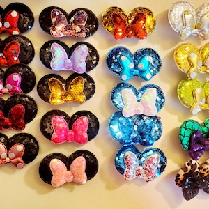 Sequin Mouse Ears Hair Clip: Minnie Bow Ponytail Clip