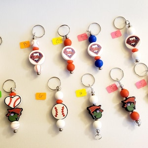 Philadelphia Baseball Beaded Keychains - U Pick