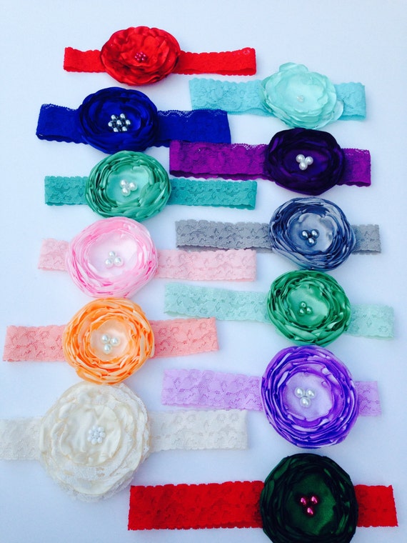 Items similar to Single flower lace headband , flower headband , baby