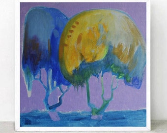 Pintura acrílica Árboles pintura Árboles acrílicos Árboles Árboles sobre lienzo Árboles púrpura Pintura sobre lienzo Venta Landsczpe pintura