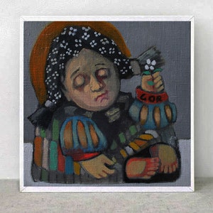 Cartão original Angel em холсте Angel-хранитель Maleнькая картина Ангел Искусство Декор стены Decoração caseira
