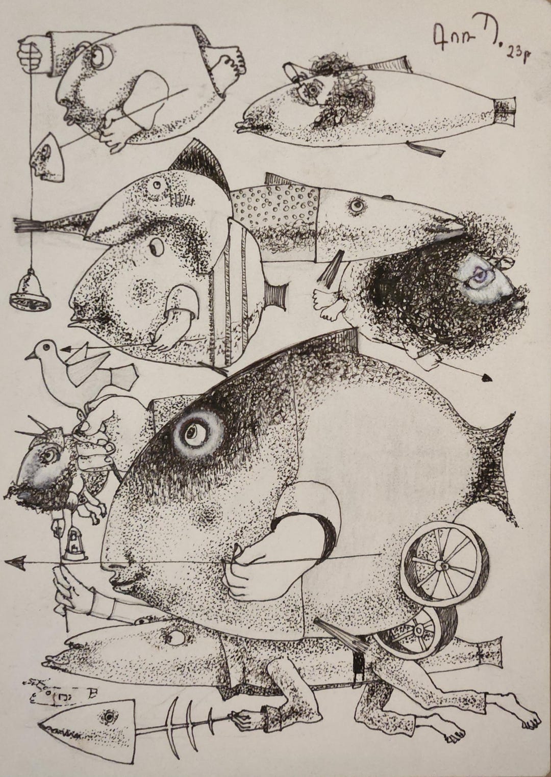 Graphic Painting, Fish Painting, Ink Painting, Black Painting, Portrait ...