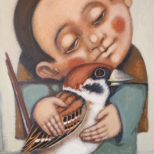 Retrato de menino, Retrato de anjo, Menino, Pintura, Pintura pequena, Esperança