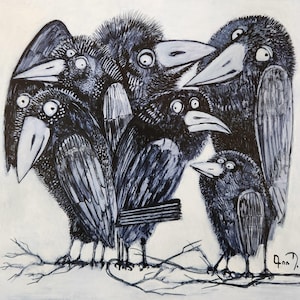 Coro, Pintura de cuervos, Arte de cuervos, Coro de cuervos, Pintura de amistad, Gor Petrosyan