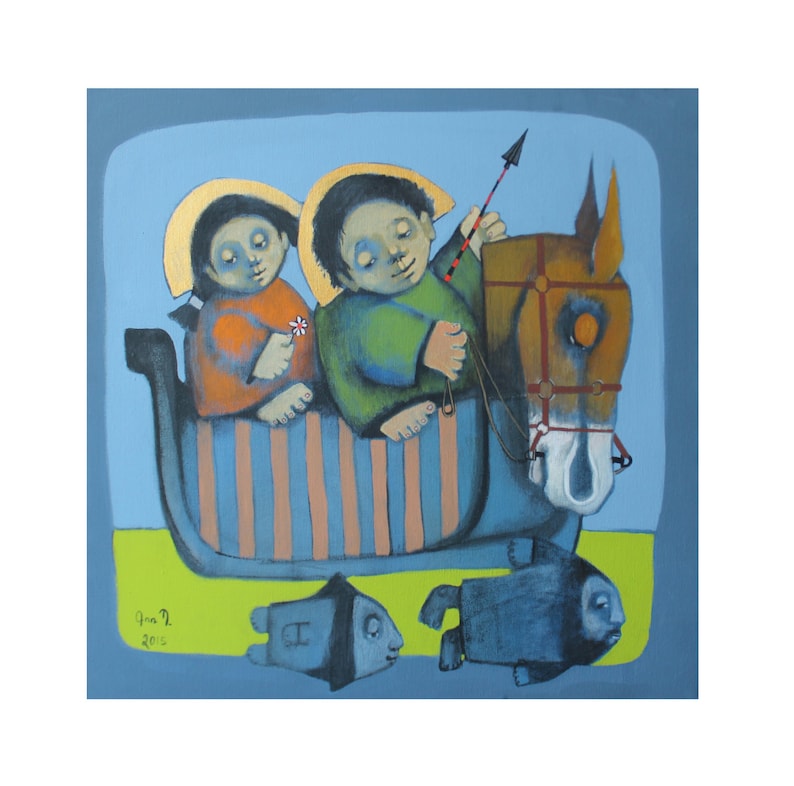 PINTURA AL ÓLEO, pintura de amor, regalo de Navidad, pintura de caballos, pintura abstracta de caballos, pintura de caballos de fantasía, arte original de caballos imagen 1