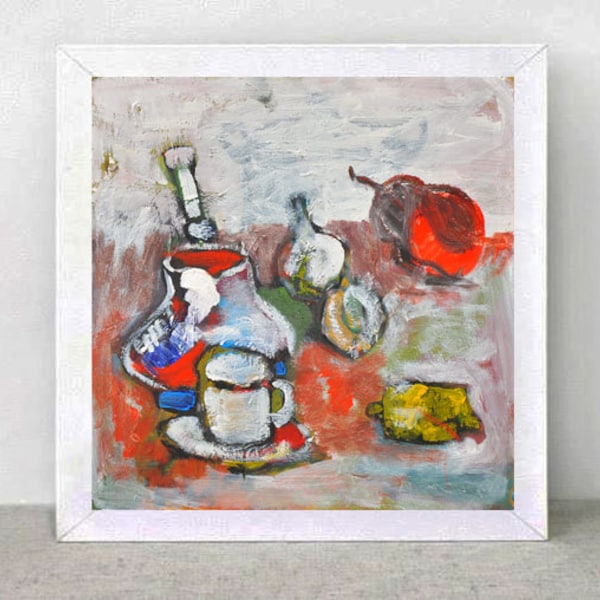 Still Life   (  Coffee In The Morning  ) little still life .red.yellow.white.Free shipping