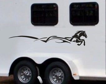 Horse Trailer Decals, Set of Two, Horses Running, Pinstripe