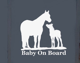 Bebê a bordo, adesivo para trailer de cavalo, égua e potro