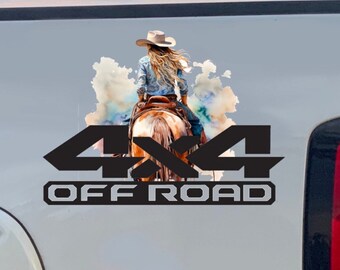Truck Decal, 4x4 Decal,  Barrel Racing, Rodeo Sticker, Set of 2, Mirrored