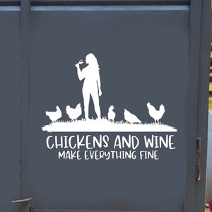 Chicken Lover Sticker, Chickens and Wine, Chicken Lover, Wine Lover, Car Decal