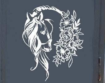 Decalque para reboque de cavalo, flores, decalque para cavalo, voltado para a esquerda