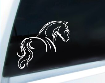 Decalque caprichoso de trailer de cavalo, adesivo de contorno de cavalo de vinil equestre, presente de amante de cavalo, decoração equina estilo fazenda, decalque de vinil à prova d'água
