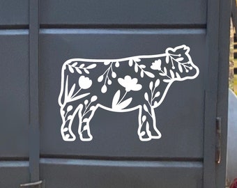 Vieh Anhänger Aufkleber, Blumen Kuh Aufkleber, Rinder Aufkleber