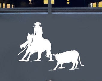 Horse Trailer Decal, Cutting Horse, Cowgirl