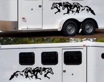 Horse Trailer Decals, Set of Two, Horses Running